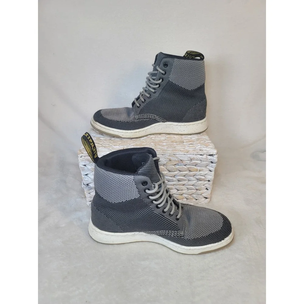 Dr. Martens Rigal Y2K Knit Boots Mens 10 Grey Black Mesh Lightweight Gorpcore